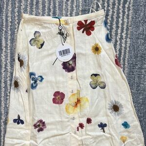 Red and Yellow A-Line Midi Skirt for Casual Resort Wear